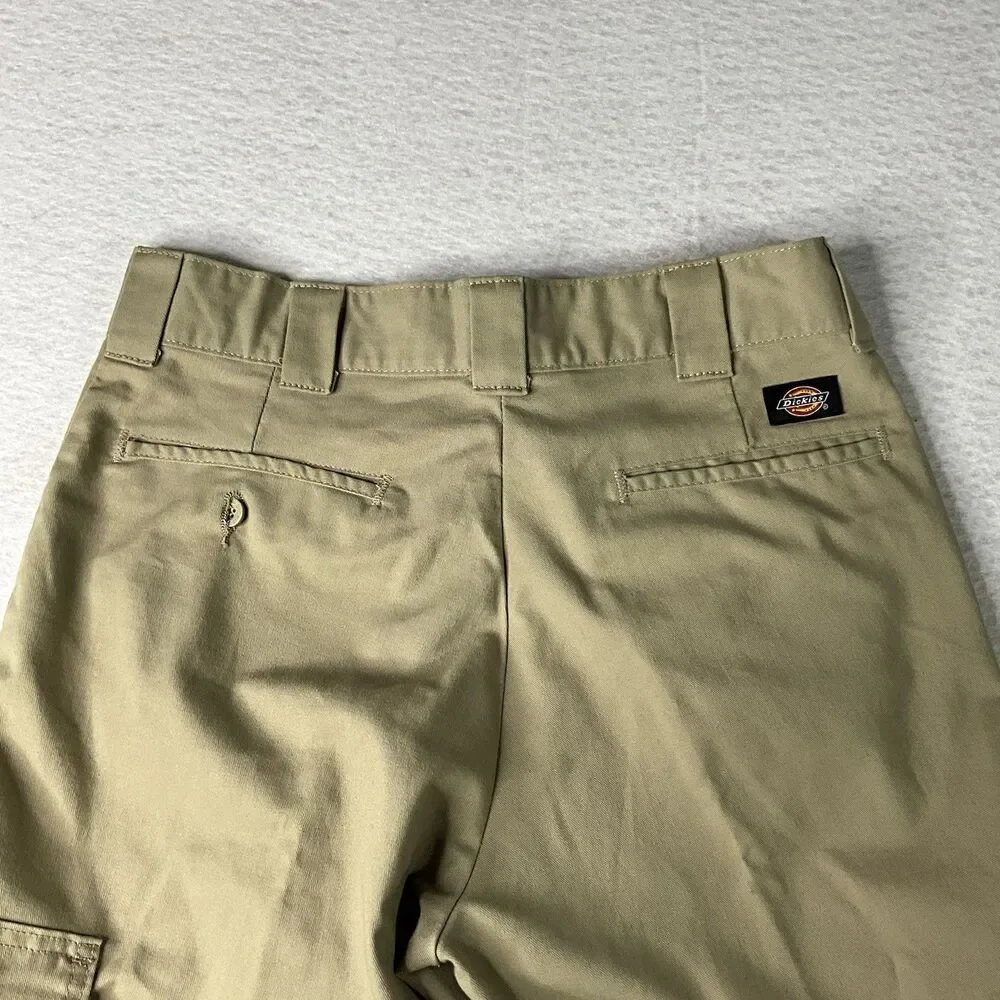 Dickies Mens Pants 32x32 Beige Khaki Twill Flex Cargo Pocket Workwear Cargo